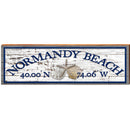 Normandy Beach Triple Shells White Shabby Latitude Longitude | Wall Art Print on Real Wood
