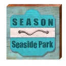 Seaside Park Teal Beach Tag | Wall Art Print on Real Wood