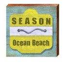 Ocean Beach Yellow Beach Tag | Wall Art Print on Real Wood