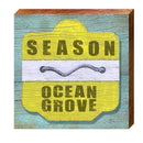 Ocean Grove Yellow Beach Tag | Wall Art Print on Real Wood