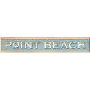 Point Beach Coastal Blue Sign | Wall Art Print on Real Wood