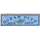 Ocean City Blue Crab Blue Paint Chip Latitude Longitude | Wall Art Print on Real Wood