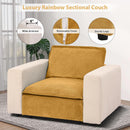 Ainfox Module Sofa Oversized Sectional Sofa Yellow With Armrest Beige For Living Room