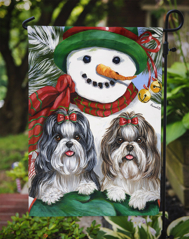 Shih Tzu Christmas Snowman Flag Garden Size PPP3191GF