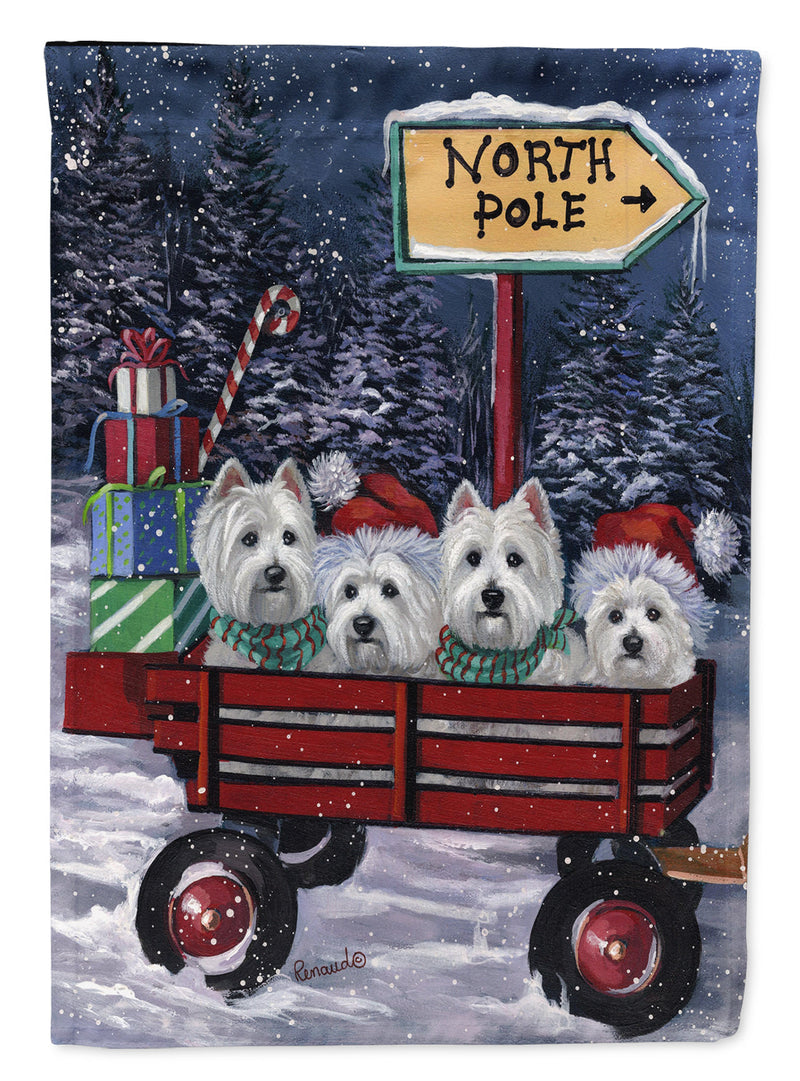 Westie Christmas Red Wagon Flag Garden Size PPP3227GF