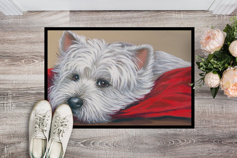 Westie Red Pillow Indoor or Outdoor Mat 24x36 PPP3284JMAT