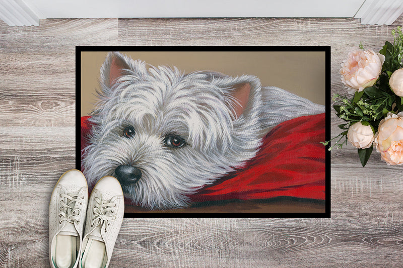 Westie Red Pillow Indoor or Outdoor Mat 18x27 PPP3284MAT