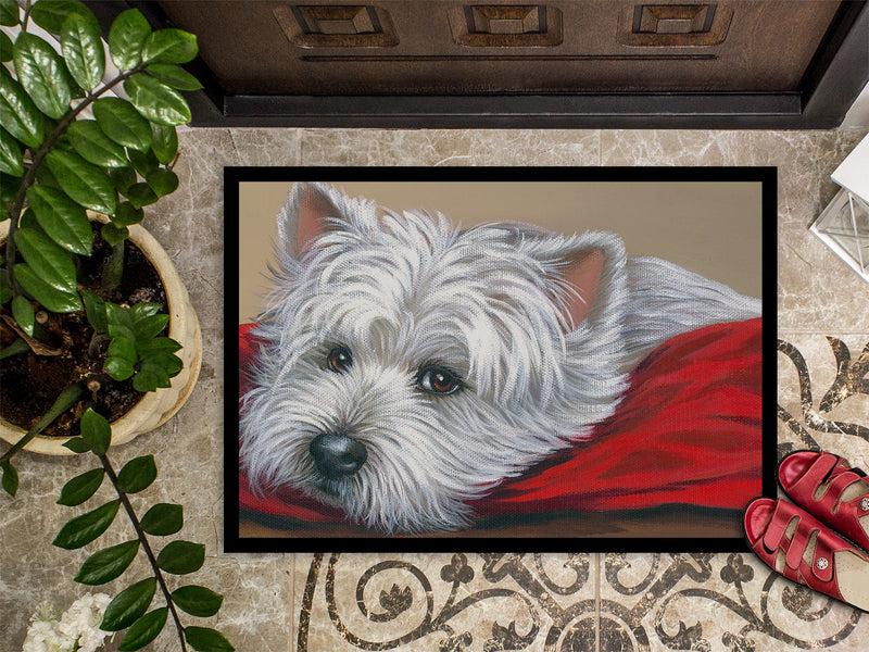 Westie Red Pillow Indoor or Outdoor Mat 18x27 PPP3284MAT