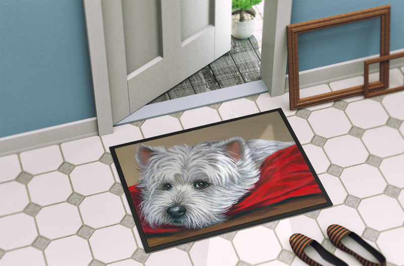 Westie Red Pillow Indoor or Outdoor Mat 18x27 PPP3284MAT