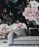 Fashionable Modern Dark Floral Wallpaper