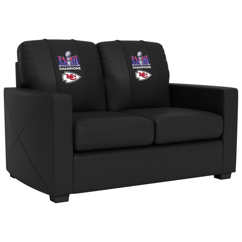 Kansas City Chiefs Super Bowl LVIII Champions Logo Silver Loveseat