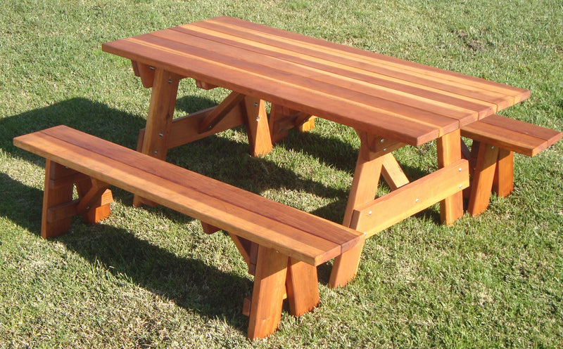 Super Deck Redwood Picnic Table