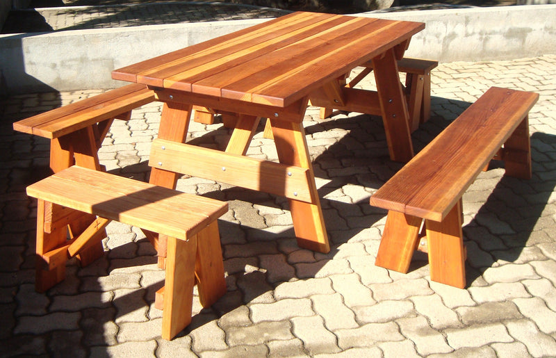 Super Deck Redwood Picnic Table