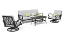 Puget 4-Piece Aluminum Living Room Set With Swivel Chairs