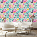 Contemporary Watercolor Flowers Wallpaper Vogue Quality