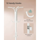 Heavy Duty White Metal Coat Rack with Umbrella Holder
