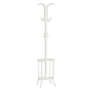 Heavy Duty White Metal Coat Rack with Umbrella Holder