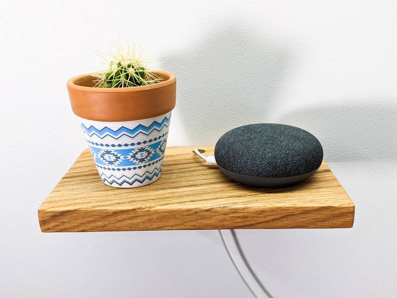 Mahogany Floating Shelf with Cord Hole