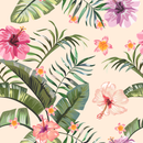 Voguish Beige Exotic Flowers Wallpaper Tasteful