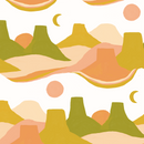 Painted Mesa Wallpaper, olive green and mustard