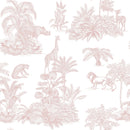 Pale Pink Safari Toile Wallpaper