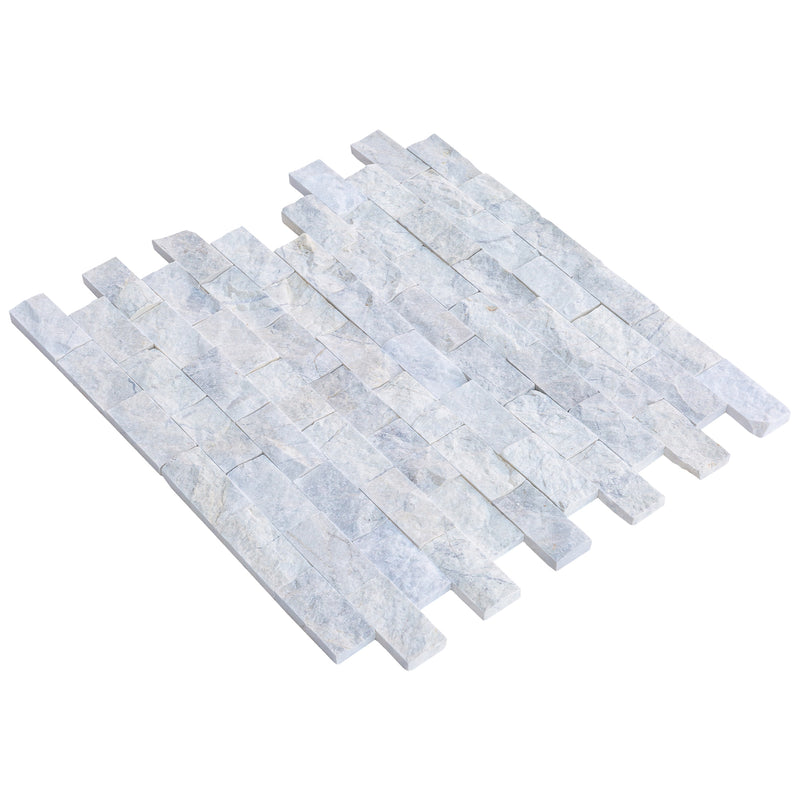 Palia white dolomite wall tile marble 2x4 split-face multiple angle view