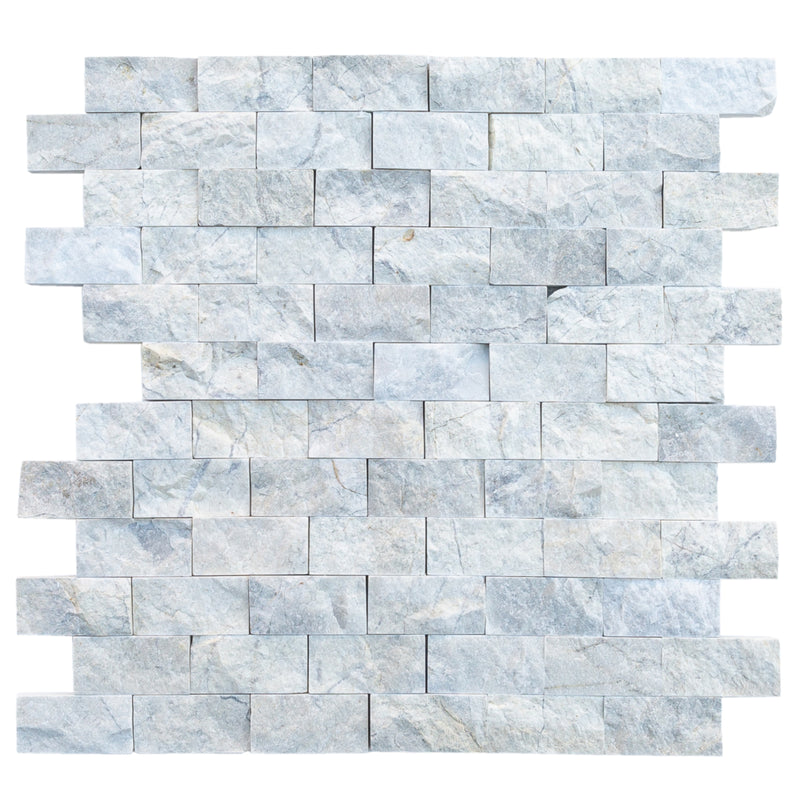 Palia white dolomite wall tile marble 2x4 split-face multiple top view