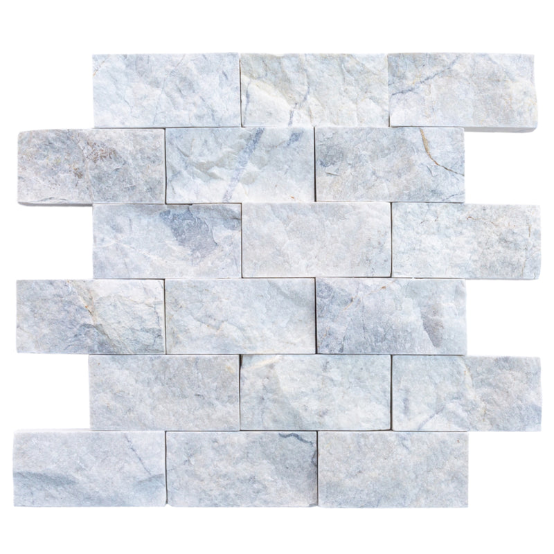 Palia white dolomite wall tile marble 2x4 split-face single top view