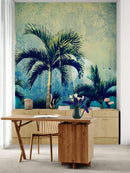 Urban Jungle Tropical Tree Wallpaper Mural. Grunge Decor.