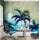 Urban Jungle Tropical Tree Wallpaper Mural. Grunge Decor.