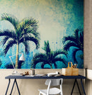 Urban Jungle Tropical Tree Wallpaper Mural. Grunge Decor.