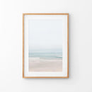 Pastel Pink Beach and Blue Waves. Modern Sea Print