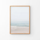 Pastel Pink Beach and Blue Waves. Modern Sea Print