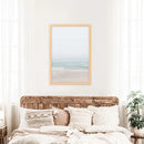 Pastel Pink Beach and Blue Waves. Modern Sea Print