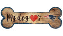 New England Patriots Football Dog Bone Wooden Sign