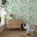 Green Cactus Watercolor Wallpaper