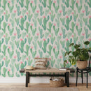 Green Cactus Watercolor Wallpaper
