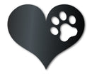 Metal Pawprint Heart Wall Art - Metal Sign - 14 Color Options