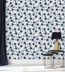 Fashionable Dark Blue Flowers Wallpaper Fashionable