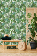 Green Painted Leaves Wallpaper