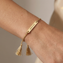 Peace Out Stamped Brass Bar Woven Thread Bracelet | In a Giftable Glass Jar with Cork Lid