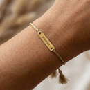 Peace Out Stamped Brass Bar Woven Thread Bracelet | In a Giftable Glass Jar with Cork Lid