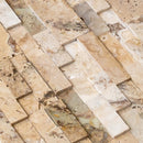 Philadelphia Ledger 3D Panel 6"x24" Natural Travertine Wall Tile - Full Truckload honed angle view