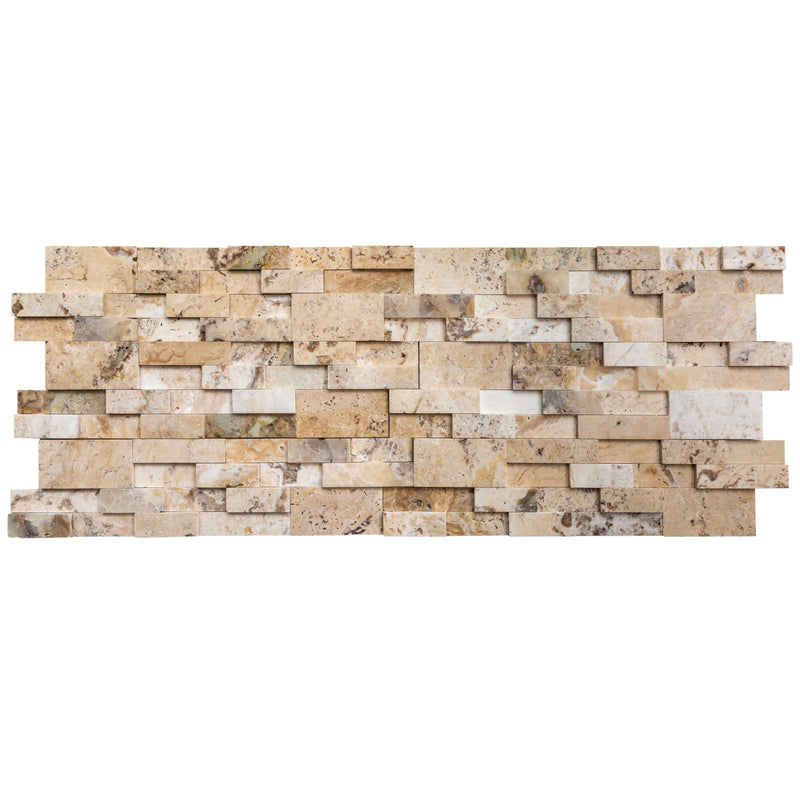 Philadelphia Ledger 3D Panel 6"x24" Natural Travertine Wall Tile - Full Truckload Honed multiple top view