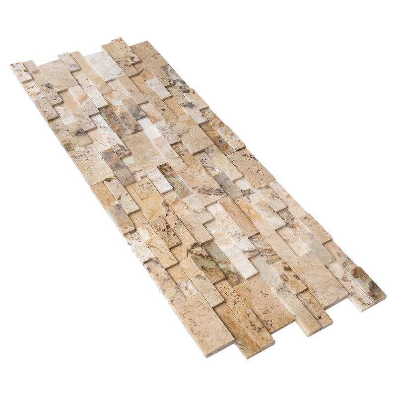 Philadelphia Ledger 3D Panel 6"x24" Natural Travertine Wall Tile - Full Truckload Honed multiple angle view
