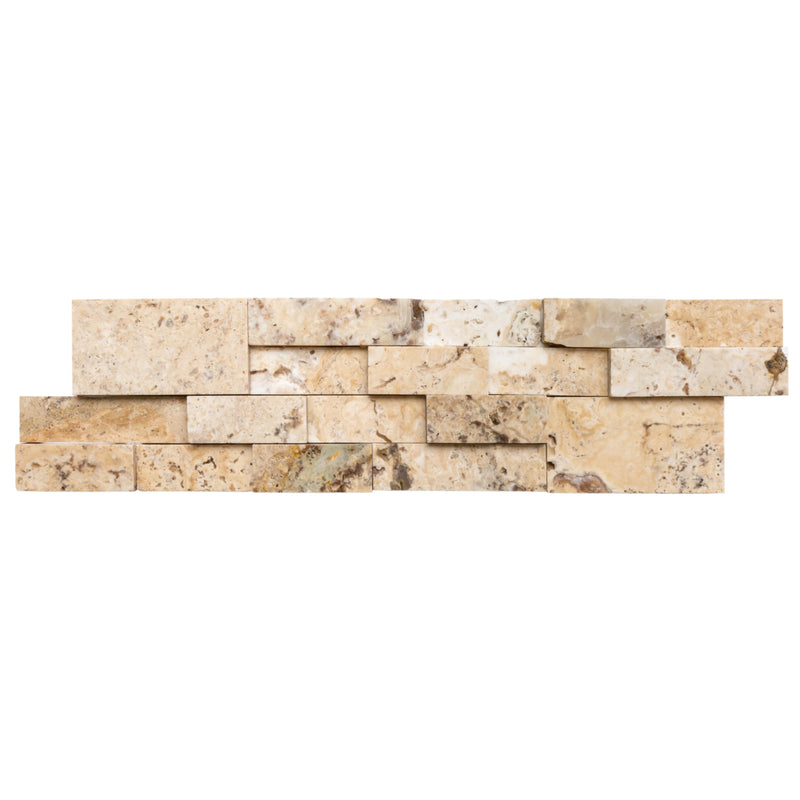 Philadelphia Ledger 3D Panel 6"x24" Natural Travertine Wall Tile - Full Truckload Honed one panel top view