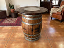 Table Top with Glass Center for Whiskey or Wine Barrel, Reclaimed Rustic, Elegant Style, Hand Wire Brushed Solid Wood - Free Shipping