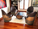 Barrel Coffee Table With Removable Glass Top - Wine/Whiskey/Bourbon Barrel Storage Table - Rustic Furniture