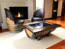 Barrel Coffee Table With Removable Glass Top - Wine/Whiskey/Bourbon Barrel Storage Table - Rustic Furniture