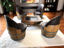 Barrel Coffee Table With Removable Glass Top - Wine/Whiskey/Bourbon Barrel Storage Table - Rustic Furniture